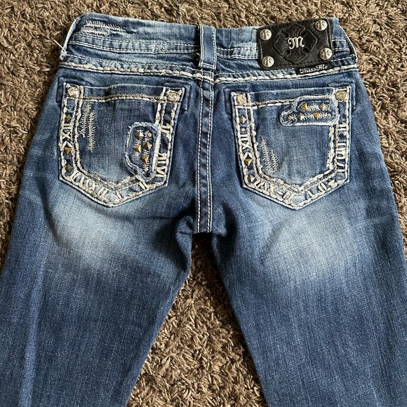 Miss Me Dark Blue Boot Cut Jeans with Silver Details - Picture 5 of 7